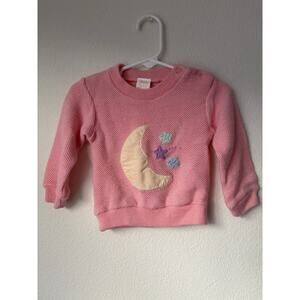 Moon Stars Embroidered Pink knit sweater 6mo Vintage Sears